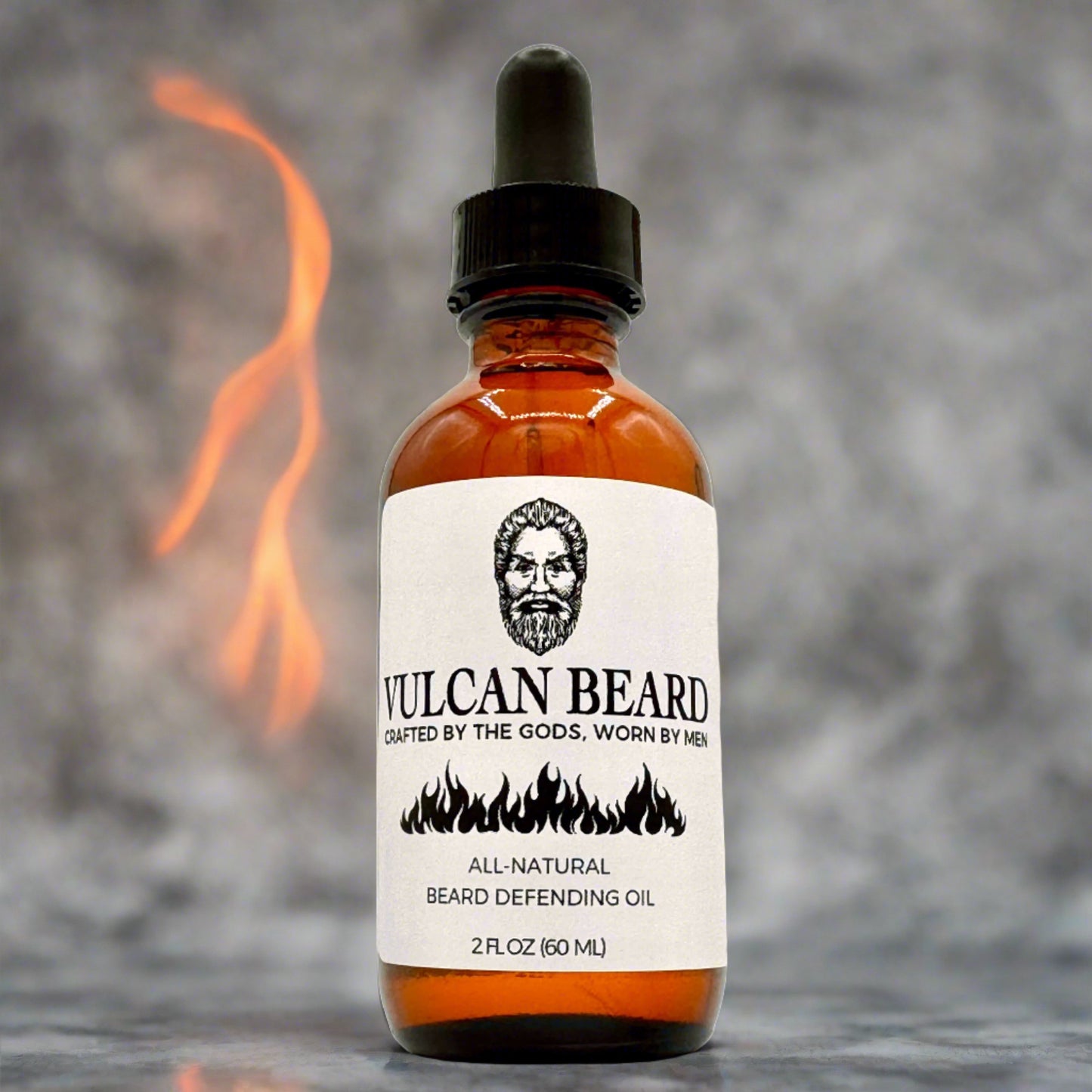 glass bottle of beard defending oil